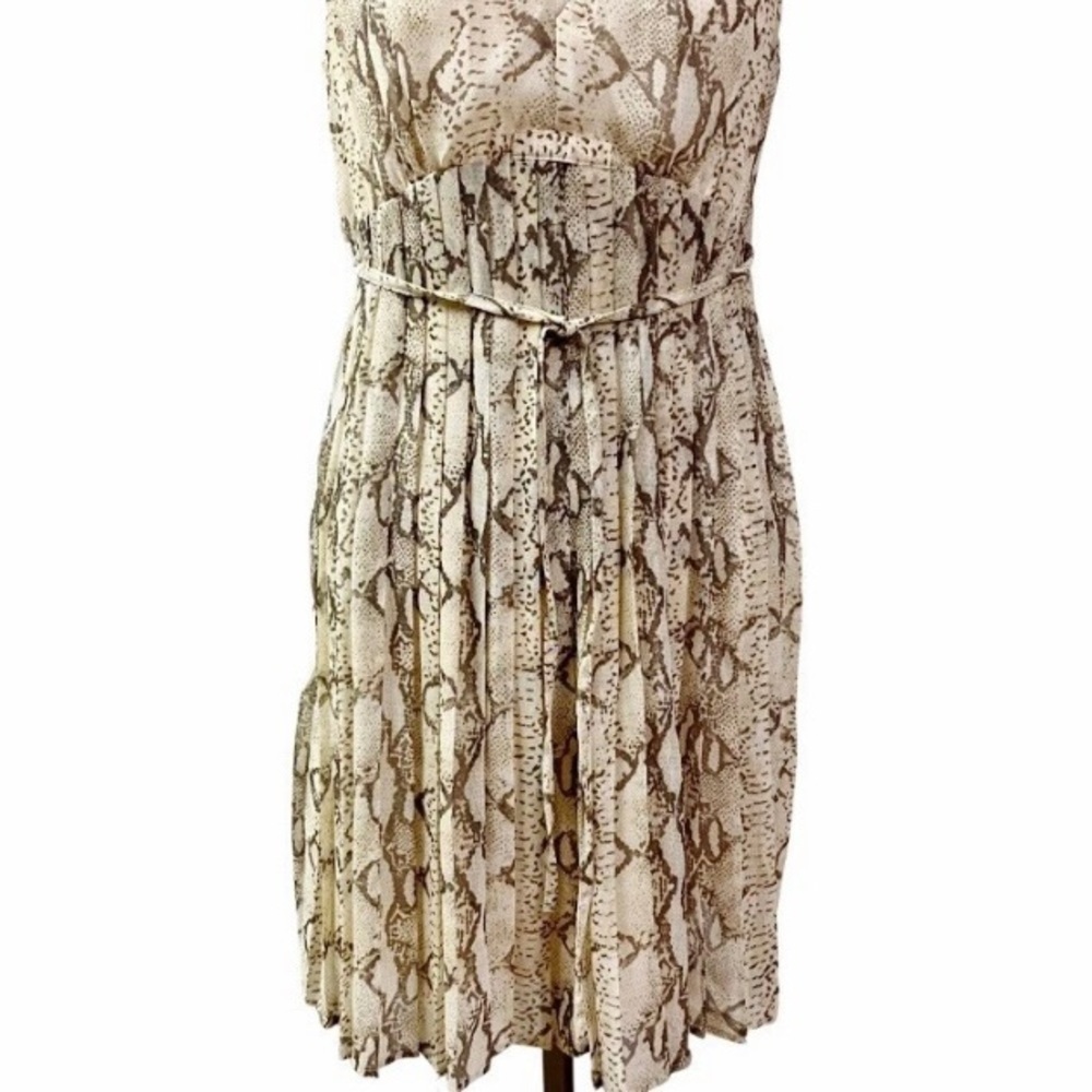 NWT! H & M Fairy Feminine Flirty Halter Pleated Dress SZ 10 Snakeskin Print - Picture 4 of 11